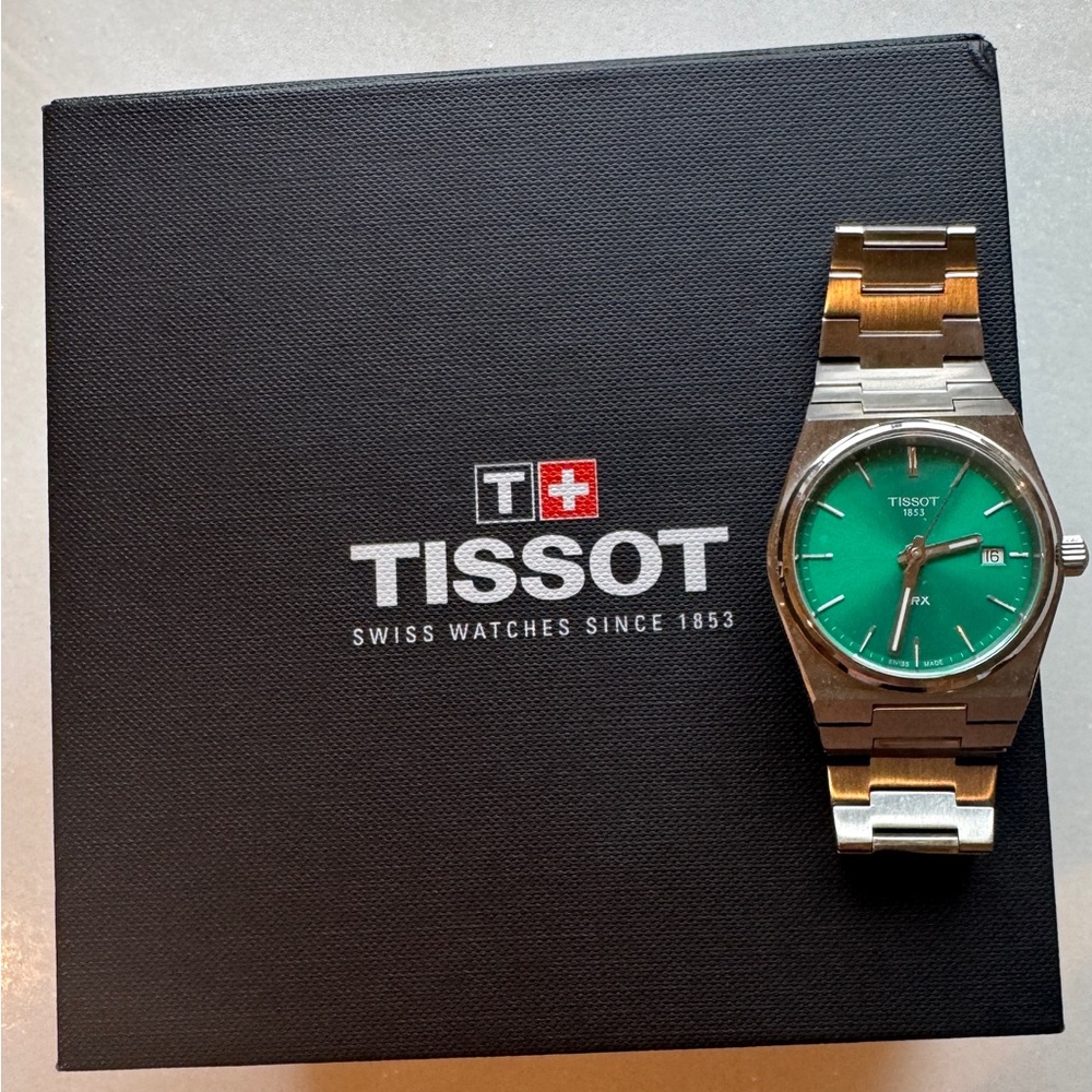 Tissot PRX Silver and Green Watch - Picture 5 of 6